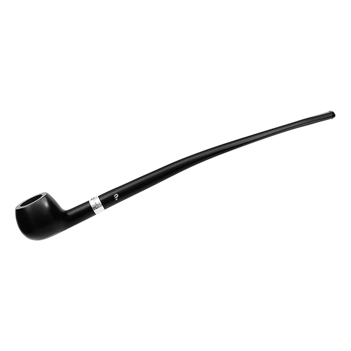 Peterson Pipes Churchwarden Ebony Silver Mounted Prince Fishtail