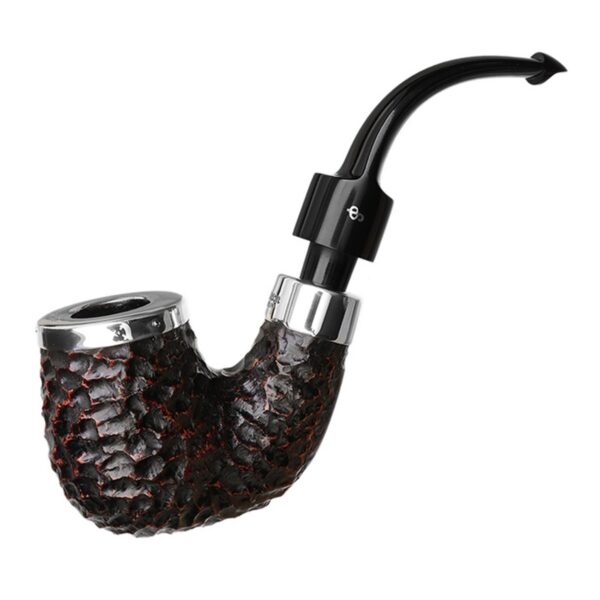 Peterson Pipes House Pipe Rusticated Silver Cap Bent P-Lip