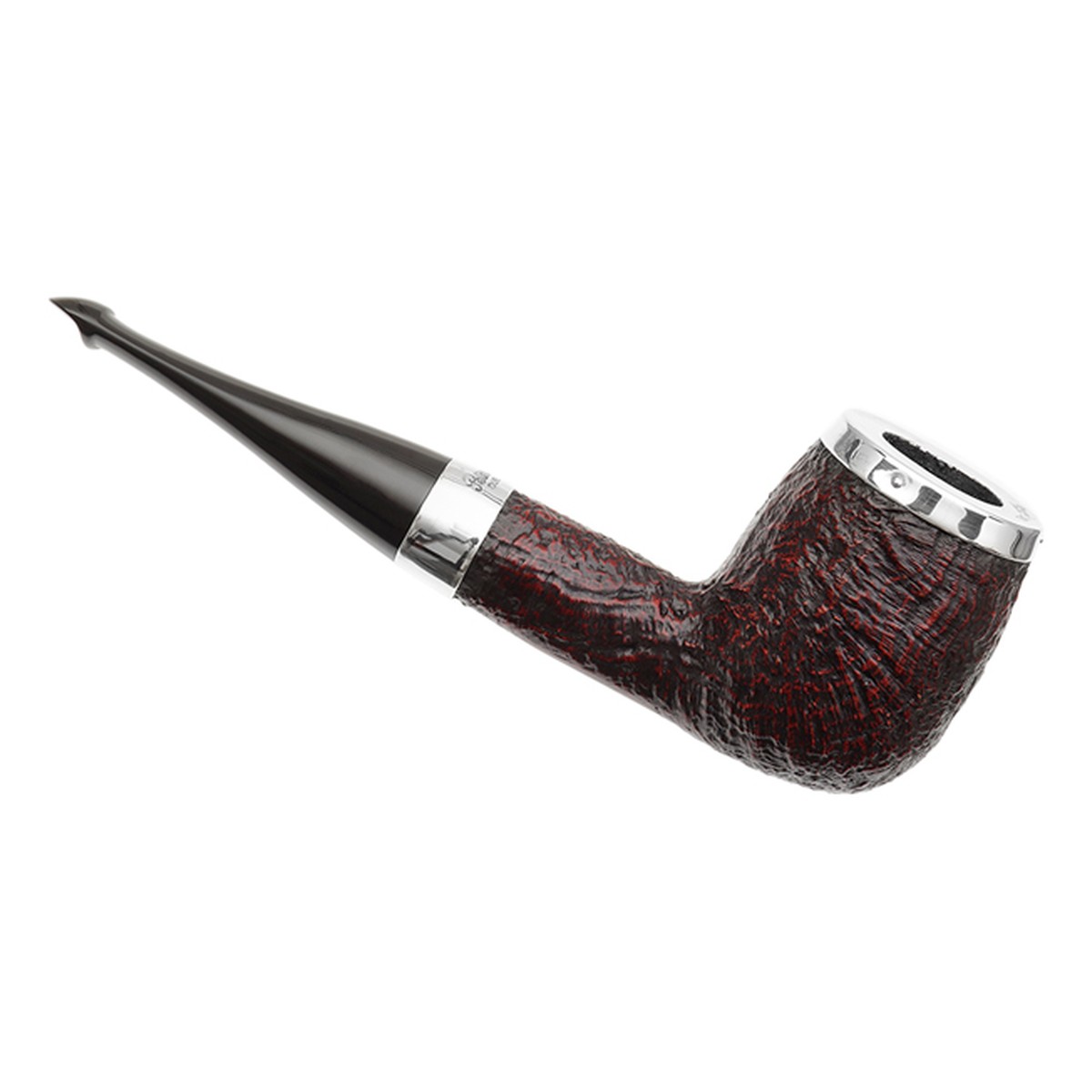 Peterson Pipes House Pipe Sandblasted Silver Cap Billiard P-Lip - Image 2