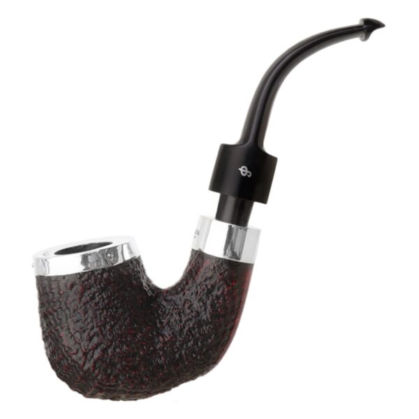 Peterson Pipes House Pipe Sandblasted Silver Cap Bent P-Lip