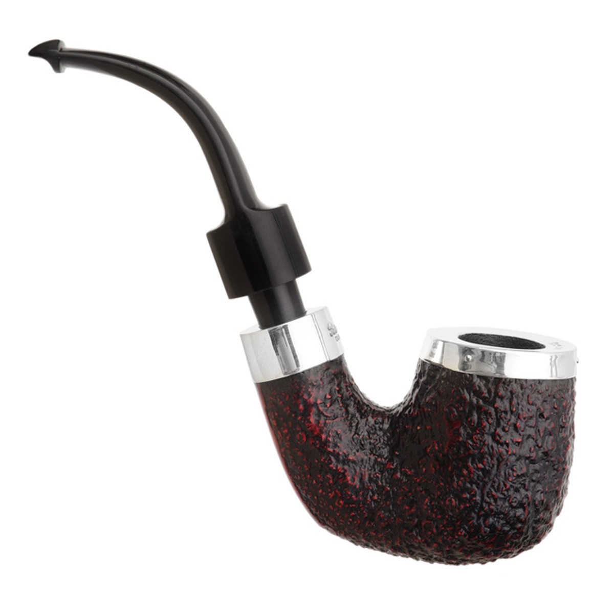 Peterson Pipes House Pipe Sandblasted Silver Cap Bent P-Lip - Image 2