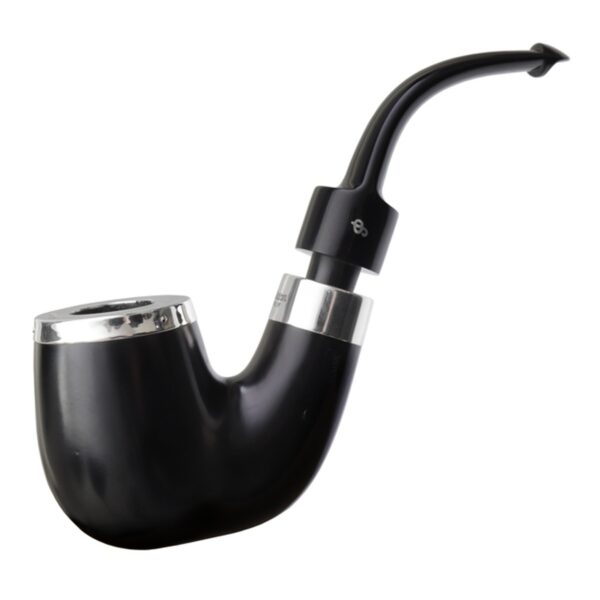 Peterson Pipes House Pipe Ebony Silver Cap Bent P-Lip
