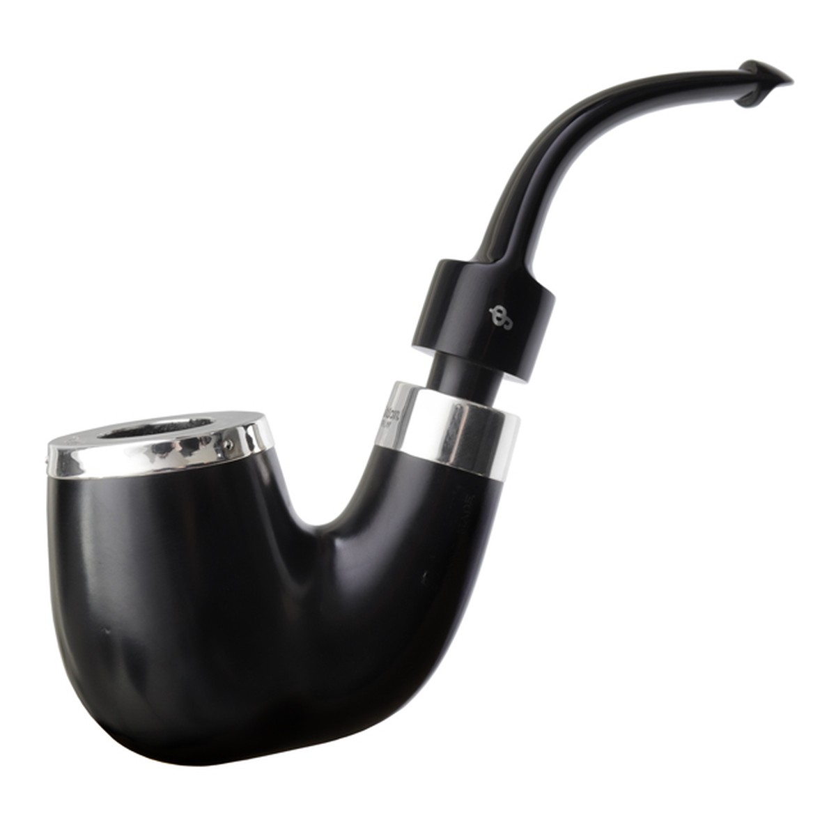 Peterson Pipes House Pipe Ebony Silver Cap Bent P-Lip
