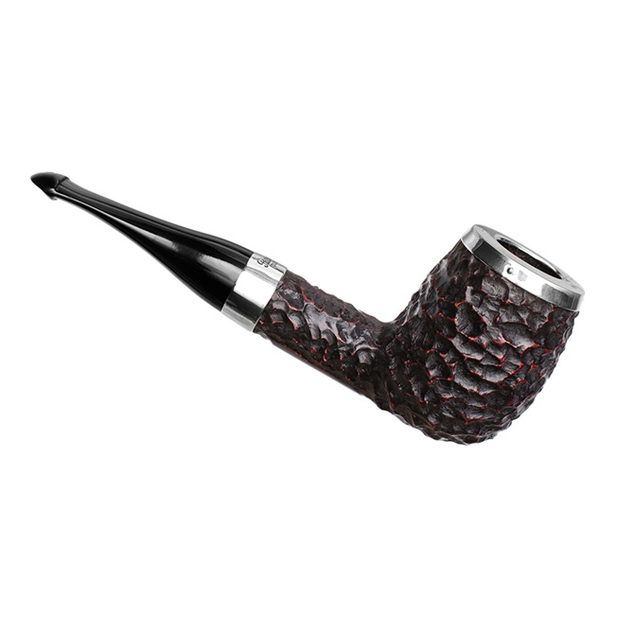 Peterson Pipes House Pipe Rusticated Silver Cap Billiard P-Lip - Image 2