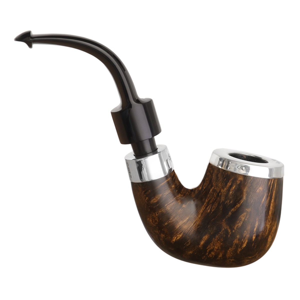Peterson Pipes House Pipe Oak Silver Cap Bent P-Lip - 图片 2