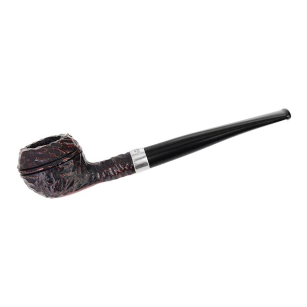 Peterson Pipes Junior Rusticated Nickel Mounted Squat Rhodesian Fishtail