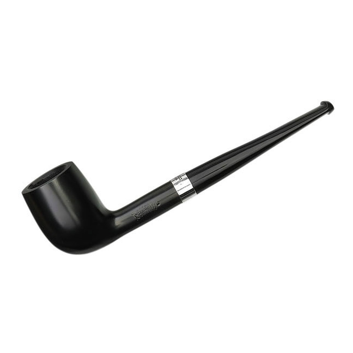 Peterson Pipes Junior Ebony Silver Mounted Straight Billiard Fishtail