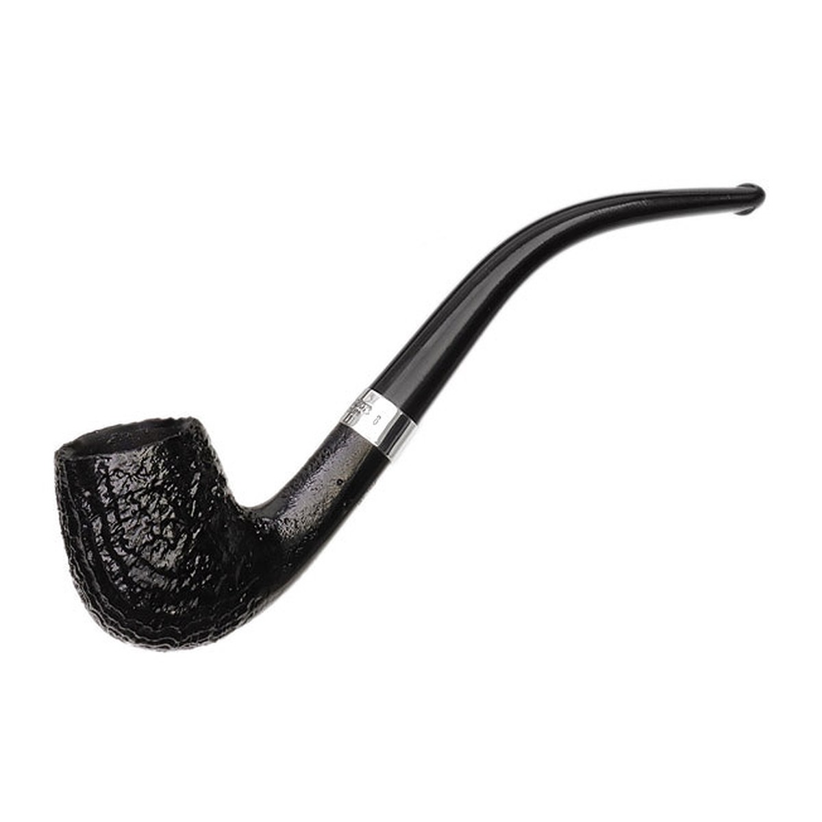 Peterson Pipes Junior Sandblasted Silver Mounted Bent Billiard Fishtail