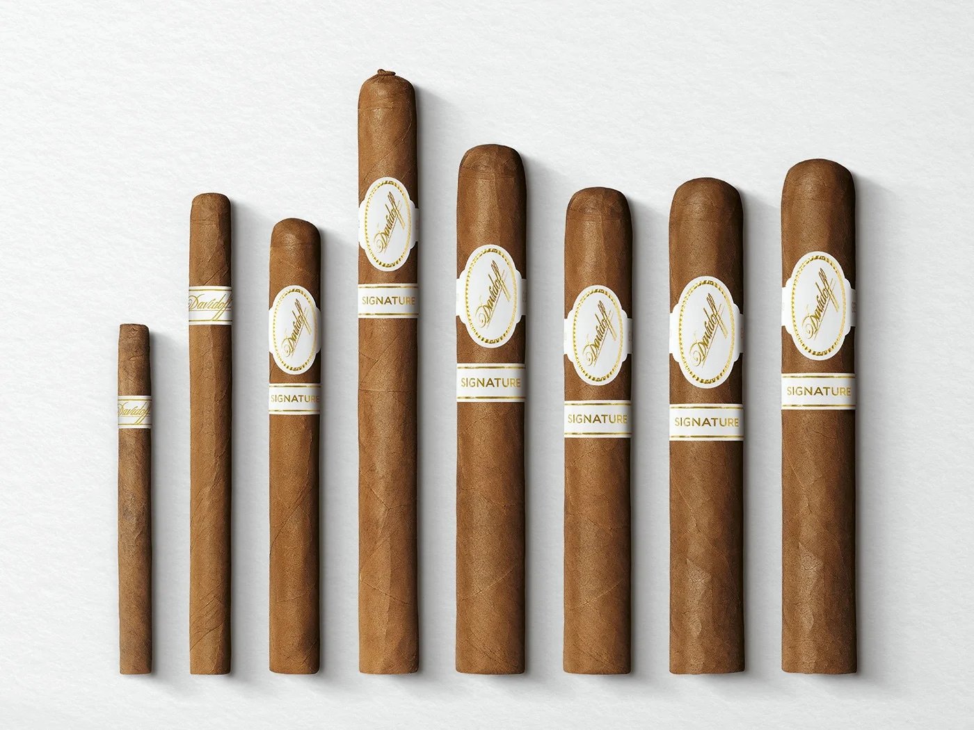 The Davidoff Signature line-up of cigars, including a pigtail-capped size
